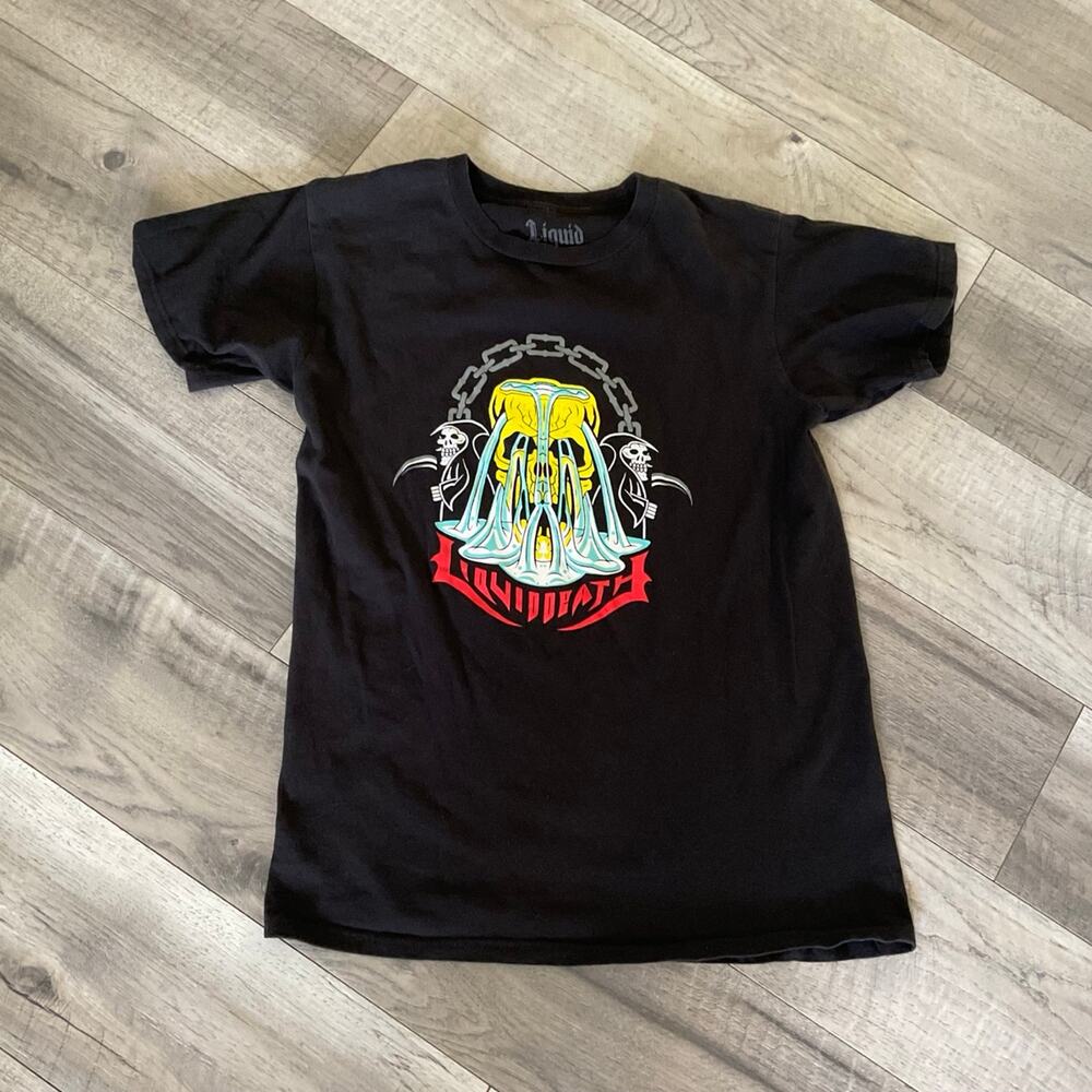 Liquid death skull fountain t shirt size medium limited edition teddy‎ safarian